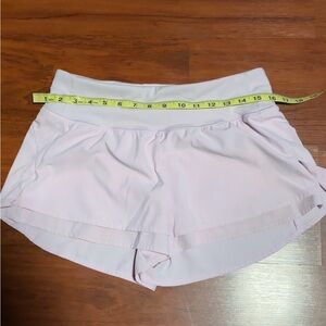 Light Pink Women's Athletic Shorts with Layered Hem